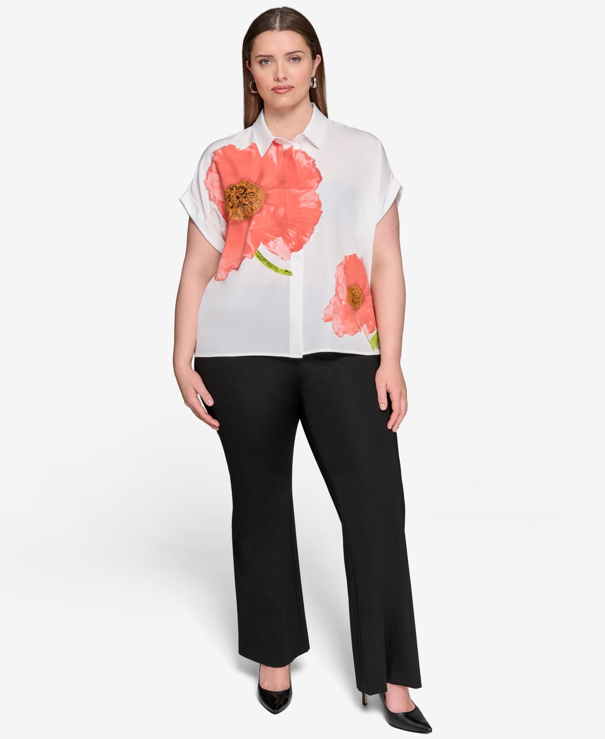 Karl Lagerfeld Plus Size Placed Floral Blouse