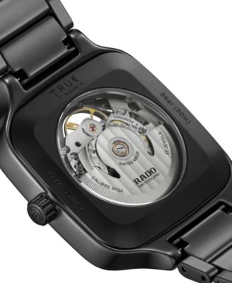 Unisex Swiss Automatic True Square Black High Tech Ceramic Bracelet Watch 38mm