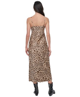 Women's Animal-Print Washed Satin Slipdress