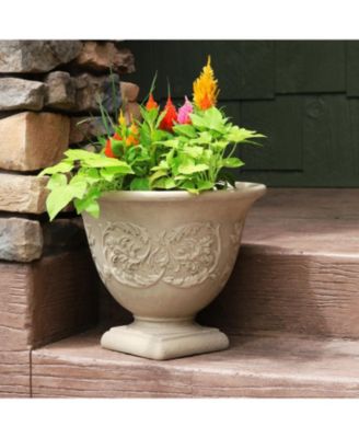 Weather-Resistant Double-Walled Darcy Flower Pot Planter, 16"