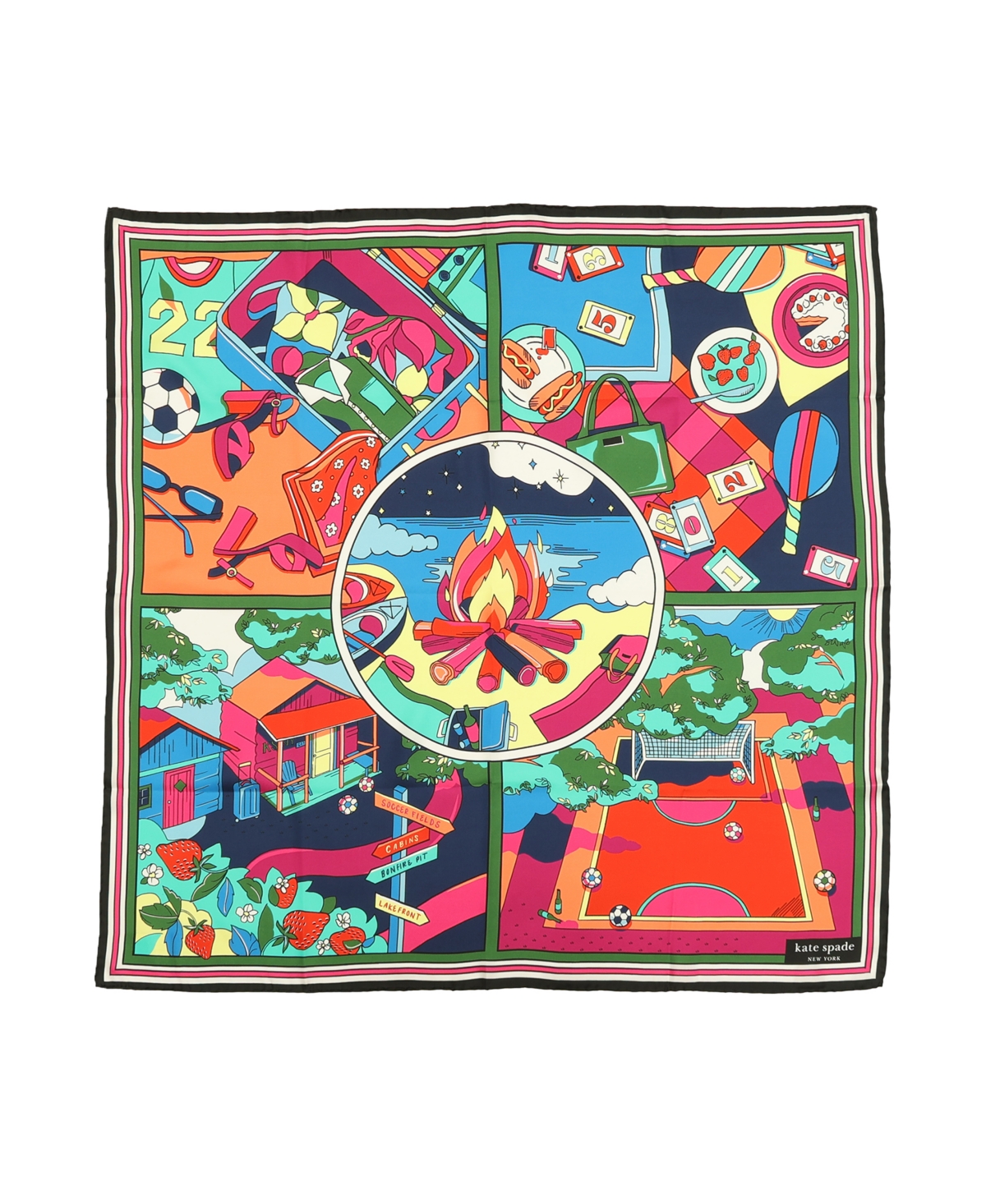 Women's Summer Scene Silk Square Scarf - Multi