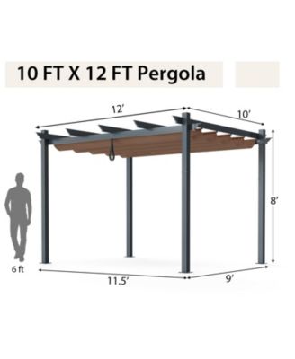 10 x 12 Feet Outdoor Aluminum Retractable Pergola Canopy Shelter Grape Trellis