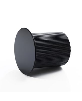 15'' Small Accent Table Compact Size Black Fluted Fir & MDF Wood Round Side Tables