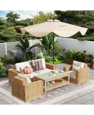 9 FT Patio Umbrella with Crank Handle and Push Button Tilt