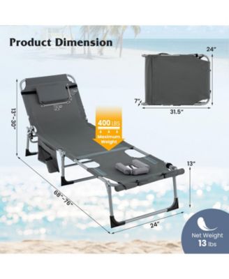 5-position Outdoor Folding Chaise Lounge Chair