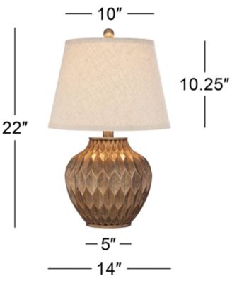 Modern Accent Table Lamps 22" High Set of 2 Warm Bronze Geometric Urn Tapered Drum Shade for Living Room Family Bedroom Office