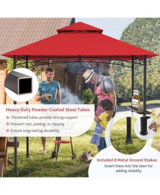 8 x 5 Feet Outdoor Barbecue Grill Gazebo Canopy Tent BBQ Shelter-Red