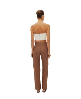Women Asher Linen Cut Out Contrast Stitch Pants