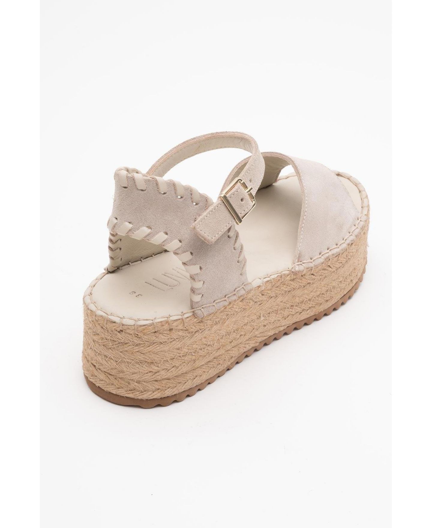 Женские сандалии Forever & Always Shoes Serez Leather Platform Espadrilles Sandal (Women), цвет: Бежевый замшевый кожаный — фото 3