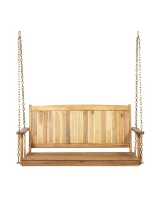 8.25 in. Outdoor Acacia Wood Porch Swing with 8 Feet Chains