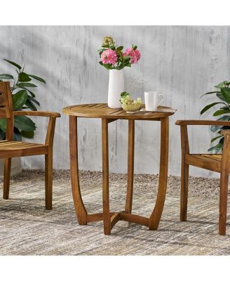 Outdoor Round Coffee Table with Storage Tray 2 Tier Oval End Tables Wooden Small Side Table