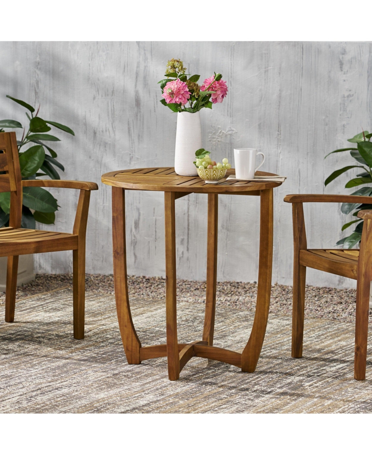 Outdoor Round Coffee Table with Storage Tray 2 Tier Oval End Tables Wooden Small Side Table