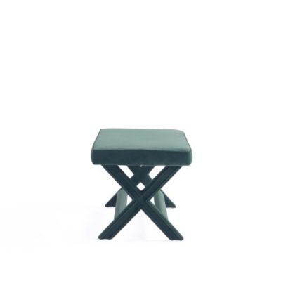 42.12inch Accent Bench Mid Century Modern Ottoman Forest Green Velvet Upholstered No Assembly Required