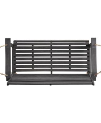 Patio  Porch Swing with Slat Design, 2-Seater Hanging Bench with 8 FT Chains