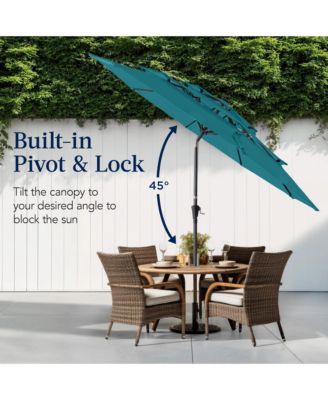 10ft 3-Tier Patio Umbrella, Market Sun Shade w/ Tilt Adjustment, Easy Crank