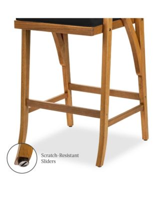 Set of 2 Outdoor Acacia Wood Bar Stools Bar Chairs w/ Weather-Resistant Cushions