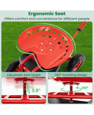 Heavy Duty Garden Cart with Tool Tray and 360 Swivel Seat