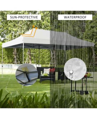 10 x 20 Feet Adjustable Folding Heavy Duty Sun Shelter with Carrying Bag-White