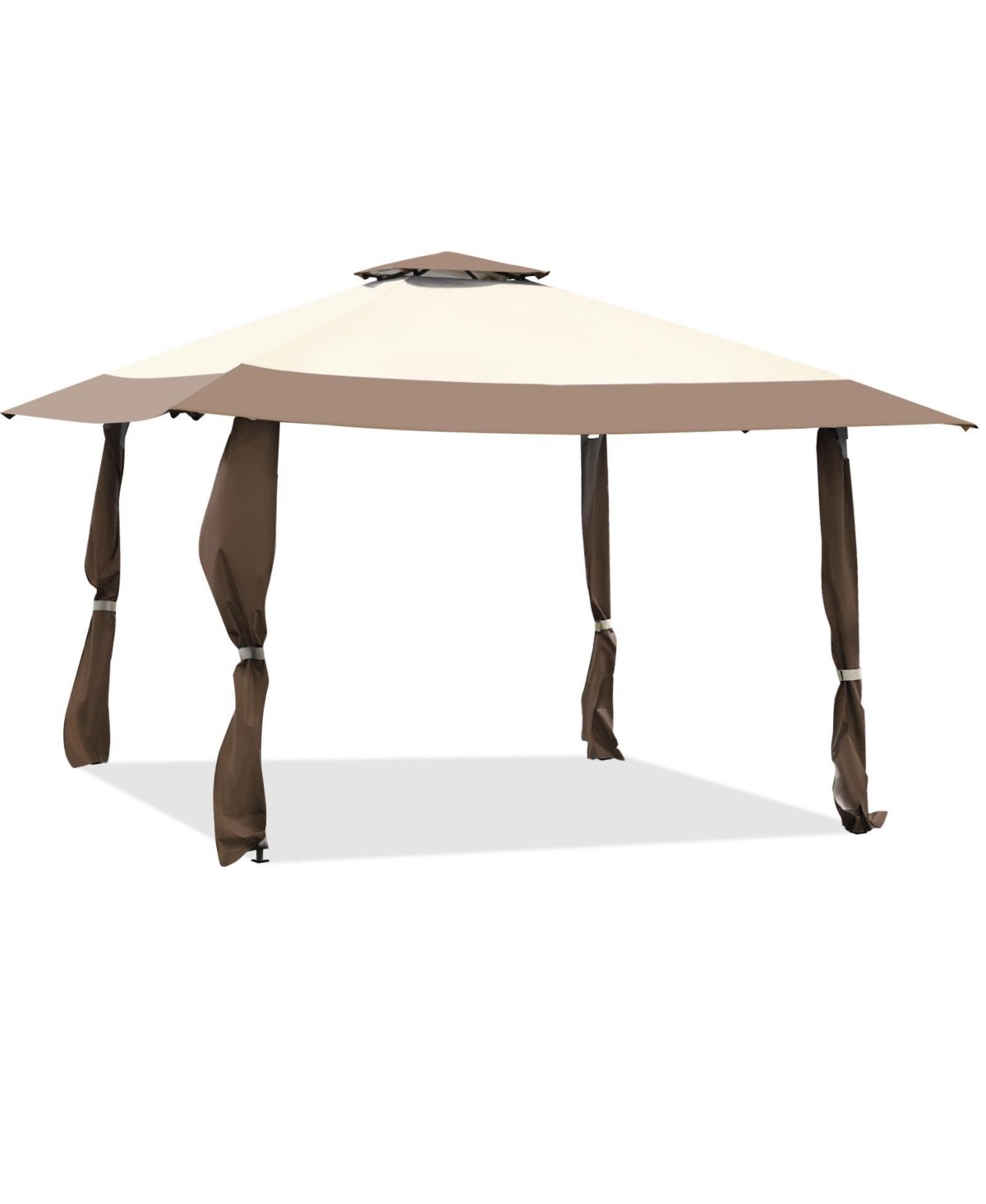 13 x 13 Feet Pop Up Gazebo Tent with Carry Bag for Patio Garden - Brown