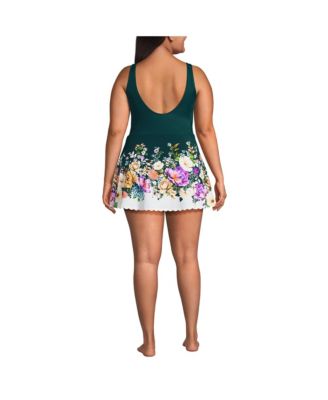 Купальник Lands' End Plus размера плюс с плавающим платьем-гребешком без застежек