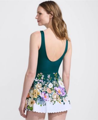 Женское длинное платье для плавания с гребешком без застежки Lands' End Swimsuit