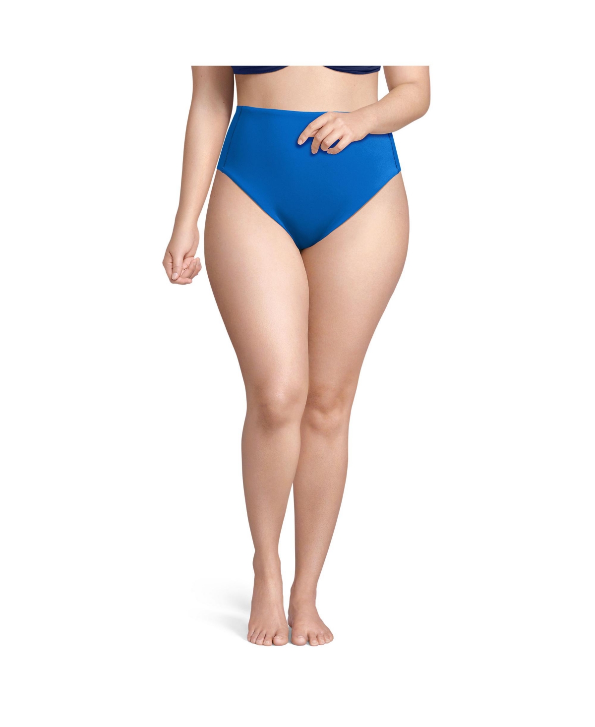 Women's Tugless QuickDry High Waisted High Leg Bikini Bottoms - Bright cobalt blue