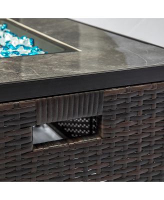 Outdoor Fire Table  Propane  Fire Pit Rattan gas fire table, gas fire table with tile tabletop