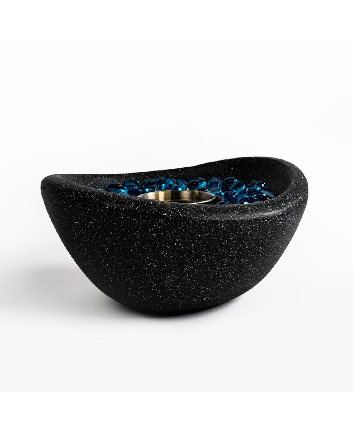 11 in. W Direct Vent Portable Concrete Ethanol Tabletop Fireplace in White and Blue