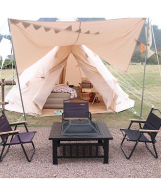 32 in. Outside Portable Metal Wood Burning Fire Pit Square Fire Pits and Outdoor Fireplaces for Patio, Camping