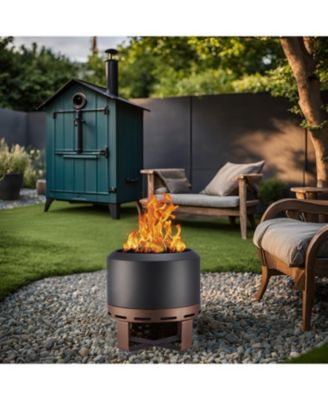 Outdoor Smokeless Fire Pit Stove 24'' for Camping Bonfire, Wood Burning Fire Place Firepit with Stand for Patio Backyard Outside