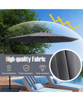 10 Ft Patio Umbrella Offset Cantilever Umbrella with 40 Solar Powered Lights