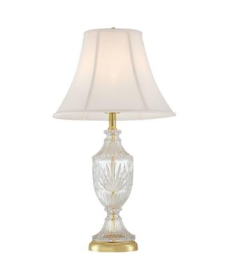 Traditional Table Lamps 26.5" High Set of 2 Cut Glass Urn Brass White Cream Bell Shade for Living Room Family Bedroom Bedside