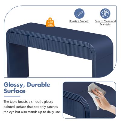 Modern Rounded Console Table with 2 Drawers