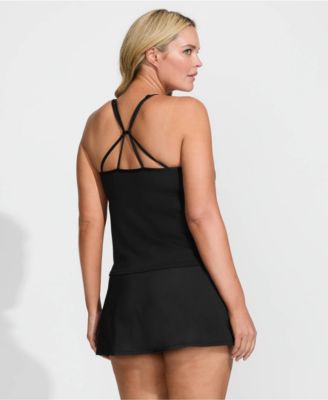 Топ-танкини Lands' End Plus размера QuickDry с регулируемой спинкой и ремешками без застежек