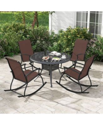 2 Pieces Outdoor Rocking Chairs with Breathable Backrest
