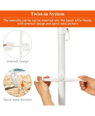 7.2 Feet Portable Outdoor Beach Umbrella with Sand Anchor and Tilt Mechanism-Multicolor