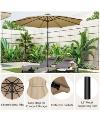 10 Feet Patio Umbrella with 112 Solar Lights and Crank Handle