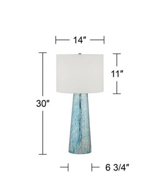 Marcus Modern Table Lamps 30" Tall Set of 2 Mercury Glass Column White Drum Shade for Bedroom Living Room Bedside Nightstand Office Home