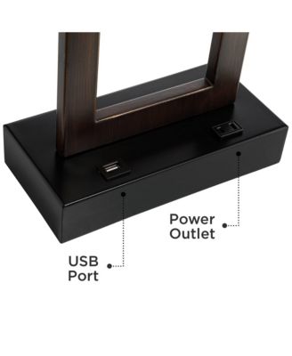 Todd Modern Table Lamps 30" Tall Set of 2 Bronze with USB and AC Power Outlet in Base Oatmeal Shade for Bedroom Living Room Bedside Desk