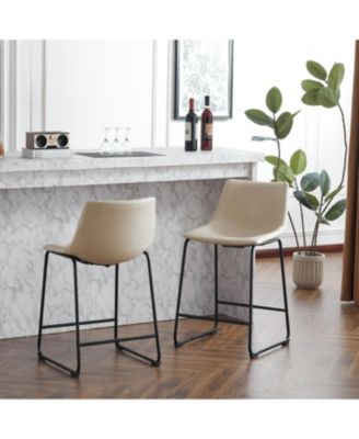 Streamdale Vintage Faux Leather Counter Stools (Set of 2)