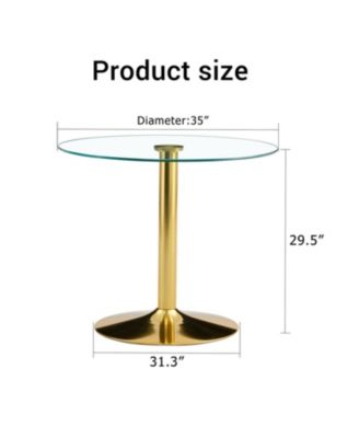 35" Glass Top Round Dining Table - Gold Legs