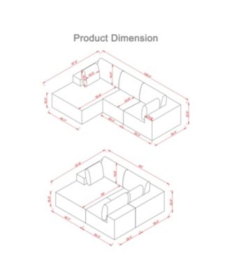 Corduroy Sectional Sofa with Chaise Lounge