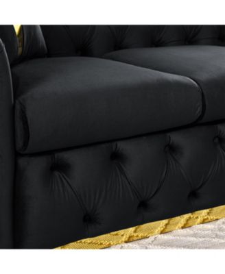 90.6" Velvet Button Tufted Chesterfield Sofa