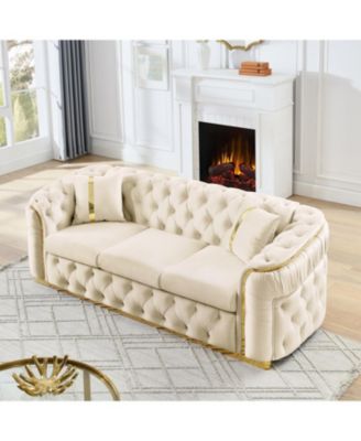 90 Inches Velvet Tufted Chesterfield Sofa