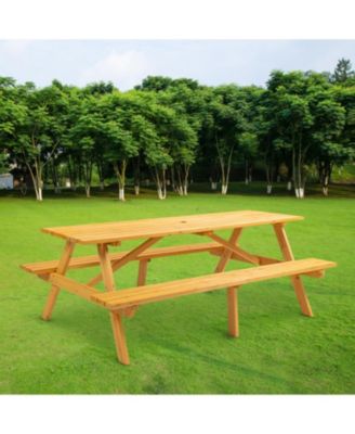 Streamdale 8-Person Brown Picnic Table with Benches