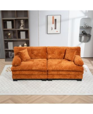 Streamdale Orange Chenille Sectional Sofa Sleeper