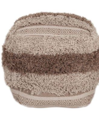 Soft Striped Pouf Ottoman for Home Accent Footrest and Extra Seating