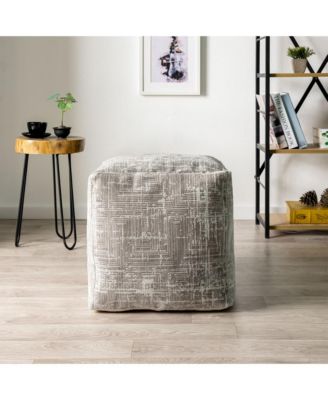 18" Grey Polyester Blend Ottoman