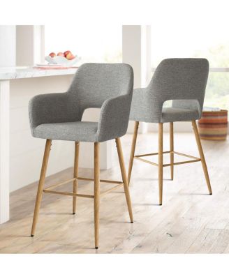 Set of 4 Upholstered Counter Height Stools with Armrests, 25.5'' Counter Chairs for Kitchen Island-Maison Boucle
