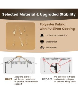 13 x 13 Feet Pop-up Instant Canopy Tent with Mesh Sidewall-Coffee